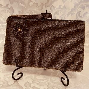 NWOT About Color Embellished Beaded Wristlet/clutch, Bronze Color, 7x5